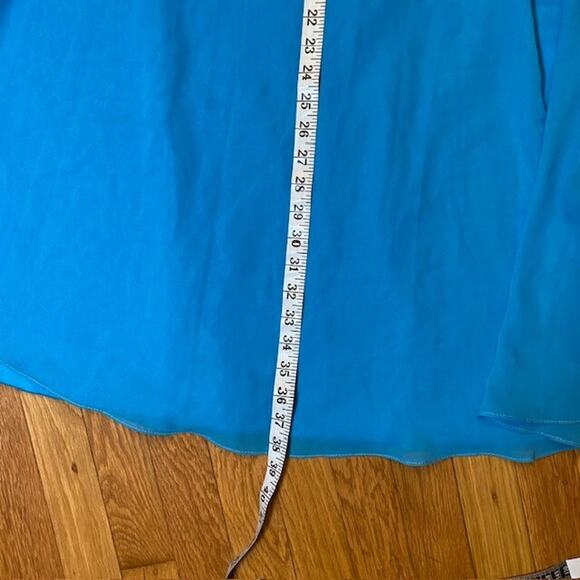 Dressy Evening Gown Wispy Pleated Blue Chiffon Classic Strapless Goddess Dress - Picture 8 of 8